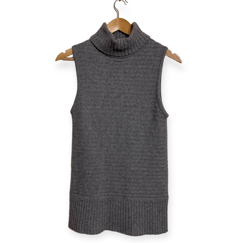 Modern Soul Wool Angora Mock Neck Sleeveless Sweater Vest Gray Women’s M